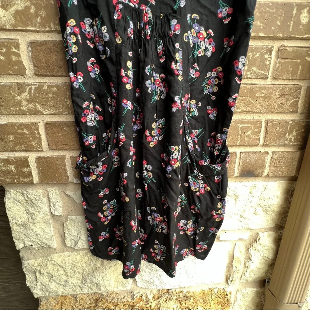 Pins and Needles Black Floral Sleeveless Ruffle Collar Mini Dress, Small - Picture 6 of 8